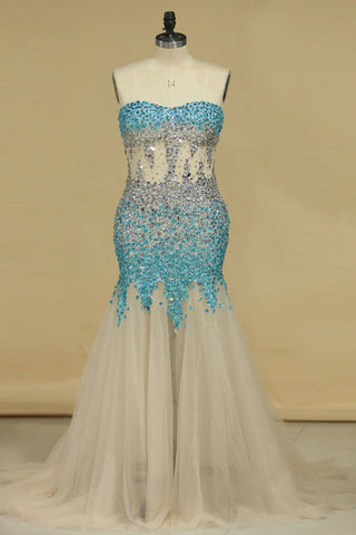 Sweetheart Prom Dresses Mermaid With Beading Tulle