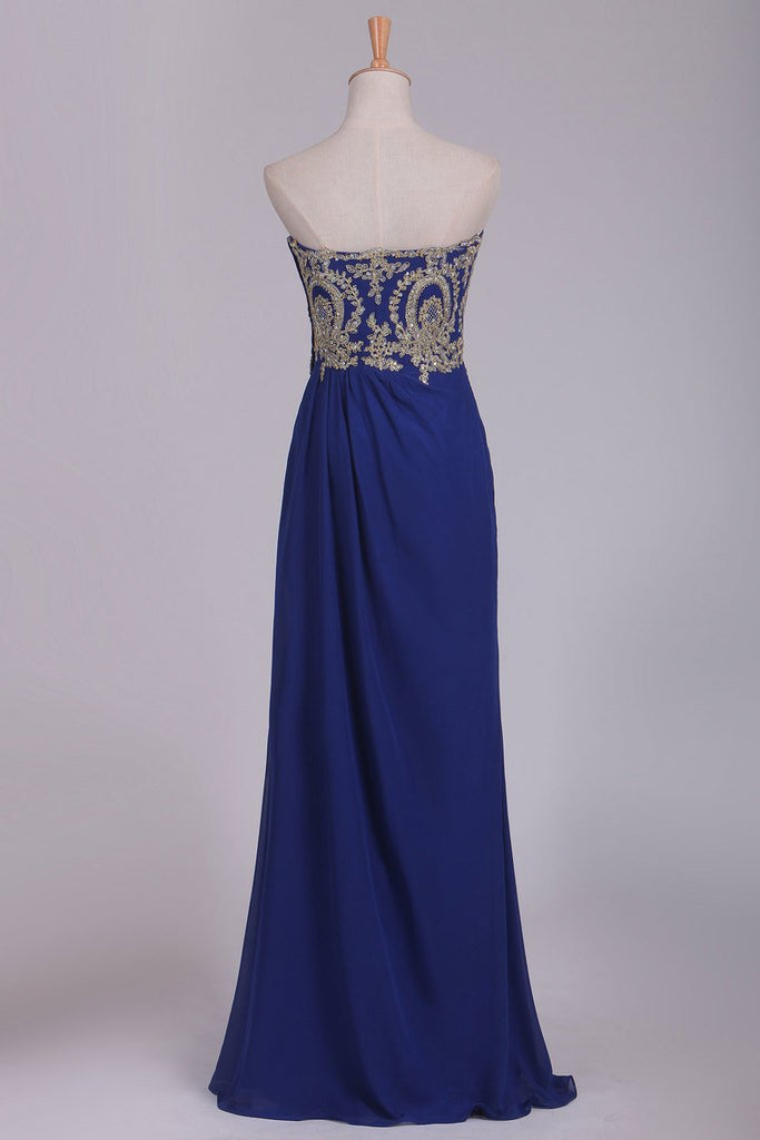 Sweetheart Prom Dresses A Line With Applique & Beads Floor Length