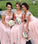 A-Line Pink Princess Cap Sleeves Sweetheart Floor-Length Beads Chiffon Bridesmaid Dresses JS509