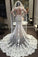 Vintage Long Sleeve Lace Open Back Mermaid Tulle White Wedding Dresses
