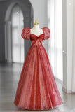 Sweetheart Neck Red A Line Tulle Formal Evening Dresses Long Prom Dresses