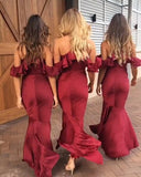 Hot Sale Spaghetti Straps Mermaid Stunning Bridesmaid Dresses