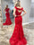 Charming Red Sleeveless Mermaid Open Back Sexy Prom Dresses JS173