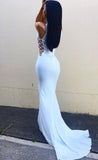 Mermaid High Neck Sleeveless Long Spandex Prom Dresses JS190