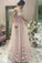 A-Line Off the Shoulder Pearl Pink Sweetheart Tulle Prom Dresses with Applique Beads JS821