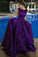 Charming Purple Backless Cap Sleeve Ball Gown Scoop Long Lace up Formal Dresses JS880