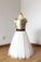 A Line Simple Light Gold Sequin Ivory Tulle Scoop Flower Girl Dress with Burgundy Sash JS774