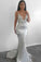 Backless V-neck Sequins Silver Spaghetti Straps Short Train Mermaid Prom Dresses UK JS503