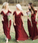 Rustic Red Off The Shoulder Bridesmaid Dresses Fashion