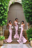 New Arrival Pink Spaghetti Straps Lace High Quality Mermaid Long Bridesmaid Dresses JS417