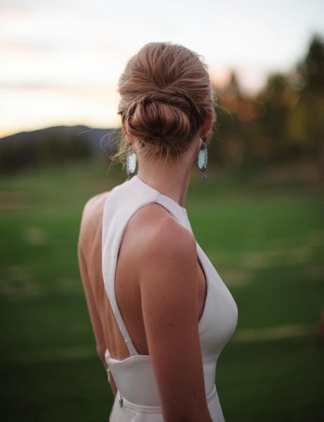 Simple Cheap Open Back Affordable Long Chiffon White Wedding Dresses