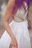 2024 New Style Deep V-Neck A-Line Sleeveless White Open Back Sexy Ivory Lace Wedding Dress JS862