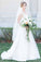 A-Line Sweetheart Court Train Sleeveless White Wedding Dress with Lace Beading JS94