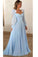 Blue Long Sleeves Sweetheart Prom Dresses, A Line Long Evening Dresses uk PW307