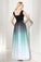 A Line Ombre Long Chiffon Formal Dress V Neck Prom Dresses UK