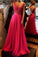 A-Line See-Through Neckline Appliques Chiffon Red Lace Backless Beads Prom Dresses UK JS316