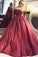 2023 Dark Red Lace Long Sleeve Prom Dress Off-the-Shoulder Ball Gown Quinceanera Dress JS392