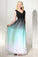 A Line Ombre Long Chiffon Formal Dress V Neck Prom Dresses UK