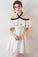 Chic Halter A Line Simple White Off the Shoulder Chiffon Cheap Short Homecoming Dress JS751