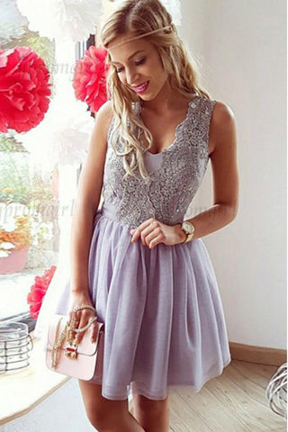 Chic Tulle Sleeveless With Applique A Line Homecoming Dresses