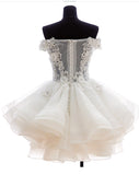 Cute A-line Off-the-shoulder White Mini Homecoming Prom Dress JS458