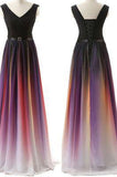 Gradient purple A-line long prom Dress formal prom dress evening dress