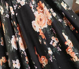 Chic A-Line Scoop Satin Black Lace up Sleeveless Long Flowers Prom Dresses JS622