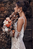 Ivory Bohemian Scoop Neckline Open Back Lace Wedding Dress