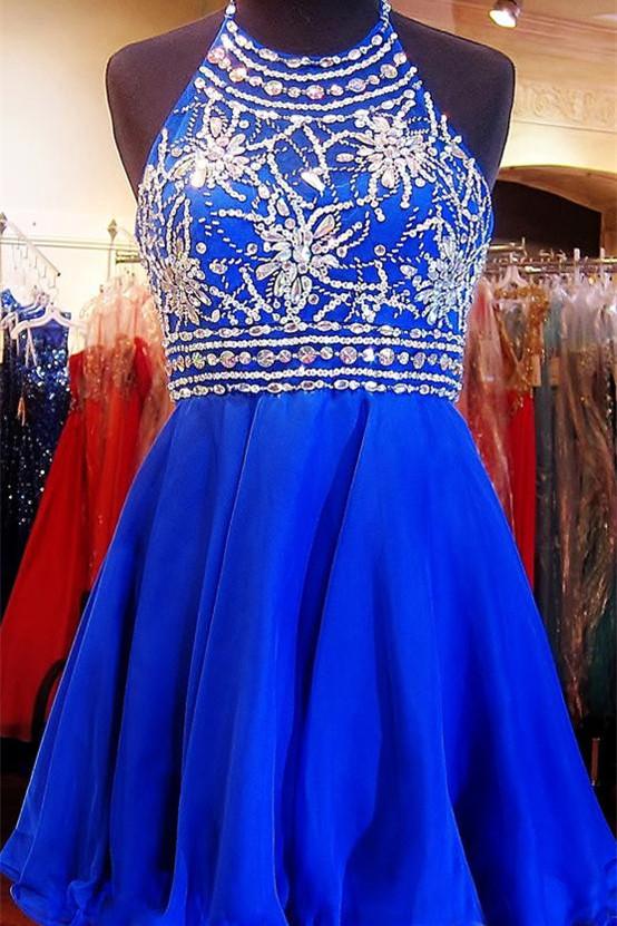 Buy Royal Blue Sparkle Beautiful Chiffon Fashion Beading Sweet 16 Dress ...