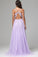 Lilac Spaghetti Straps Lace Appliques Long Prom Dress