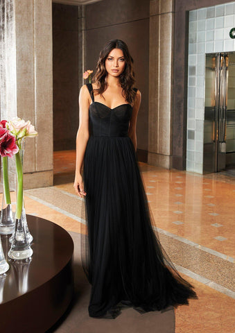 Formal Wedding Party Dress Long Tulle Black Lace Prom Dresses