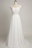 Back V Cap Sleeve Lace Cheap Chiffon High Quality Beach A-line Ivory Wedding Dresses JS227