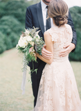 Long Tulle Vintage Romantic Unique A-Line Appliques Wedding Dresses