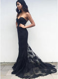 Mermaid Sexy Sweetheart Strapless Lace Sleeveless Popular Long Evening Dresses JS816