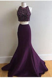 Pd01151 Charming Two Pieces Mermaid Prom Dress Satin Prom Dress Beading Evening Dress uk