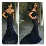 Black Long Prom Dresses Mermaid Off the Shoulder with Sash Prom Gowns Bridesmaid Dresses