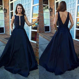A Line Evening Dresses Sleeveless Party Dresses Evening Gowns Open Back Formal Gown JS643