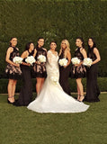 Halter Pearl Pink Open Back Bridesmaid Dress with Black Lace JS417