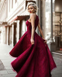 Charming Prom Dress High Low Prom Dress Maroon Prom Dress JS434