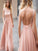 A-Line Backless Blush Pink Sleeveless Long Sexy Chiffon Prom Dresses