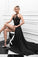 Charming Sexy Prom Dress Black High Slit Evening Dress Long Evening Dresses JS691
