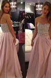New Hot Pale Pink Strapless A-Line with Sparkly Beaded Long Sweetheart Cheap Prom Dresses JS01