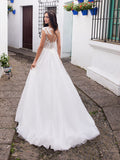 Ball Gown Tulle Backless Wedding Dresses Long Sleeves