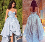 Unique Lace Sweetheart High Low Ball Gown Prom Dresses For Teens Graduation Dresses H1231