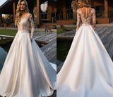Long Sleeves Lace Modest Long Custom Made Wedding Dresses