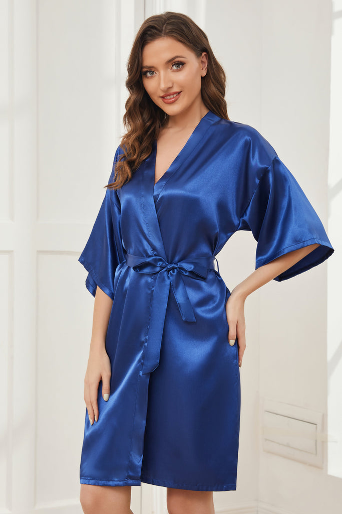 Ready Satin Royal Blue Robe for Bridesmaid