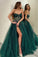 Green Long Prom Dresses A Line Tulle Sweetheart Formal Evening Dresses