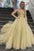 Shiny Prom Dresses A Line Strapless Tulle Long Formal Evening Dresses