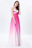 Elegant Ombre Light Plum Spaghetti Straps Sweetheart A-Line Chiffon Prom Dresses UK JS361