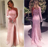 New Prom Dresses Lace One Shoulder Long Evening Dress JS110099
